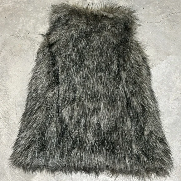 Miss London Faux Fur Leather SidesSleeveless‎ Lined Vest Jacket Coat / Size M - Picture 5 of 8